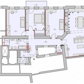 Architektonické práce Rybálkova - návrh dispozice