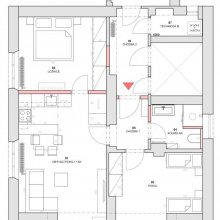 Praha 14 - dispoziční řešení bytu 3+kk