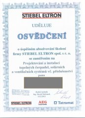 Osvědčení-instalace tepelných čerpadel