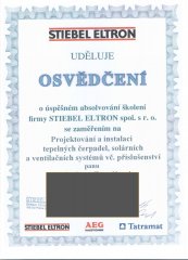 Osvědčení-projektování a instalaci čerpadela ventilátorů