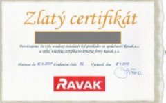 Zlatý certifikát - RAVAK