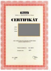 Certifikát - RAVAK